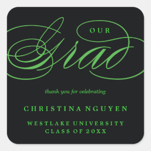 ADESIVO QUADRADO NOSSO RÓTULO ELEGANTE DE GRAD   STICKER DE AGRADEC