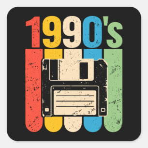 Adesivo Quadrado nostalgia do computador disquete retrô dos anos 90