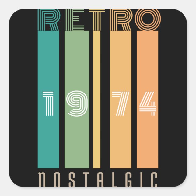 Adesivo Quadrado Nostalgia retrô 1974 (Frente)