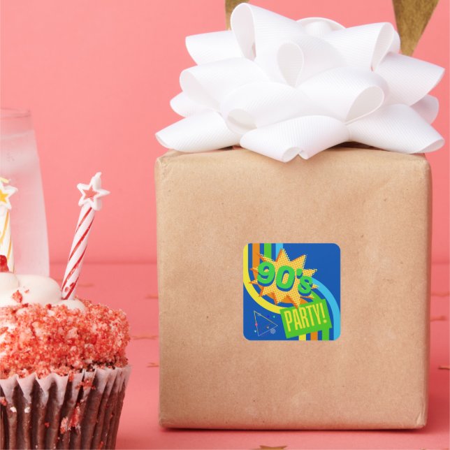 Adesivo Quadrado Nostálgico Azul Brilhante Nostálgico Nostálgico do (Festa)