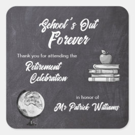Adesivo Quadrado Nostálgico do quadro negro Chalk Retirement do pro