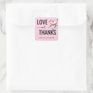 Adesivo Quadrado Nota de Amor Floral Rosa Quente