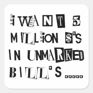 Adesivo Quadrado Nota de resgate