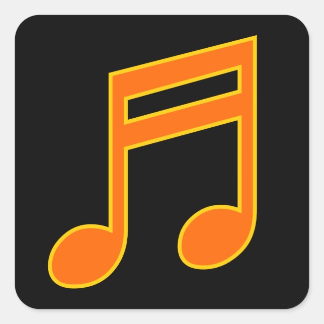 Adesivo Quadrado Nota Musical Laranja e Amarelo Grande (Frente)