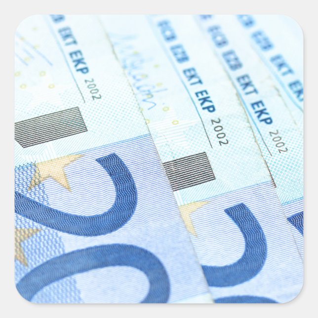 Adesivo Quadrado Notas de 20 euros - Arte Monetária (Frente)