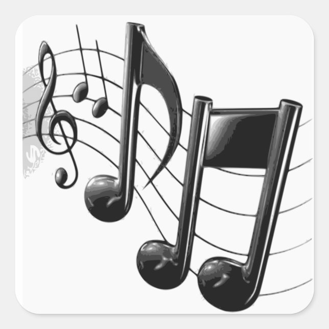 Adesivo Quadrado Notas de música sobre o funcionarios do rico (Frente)