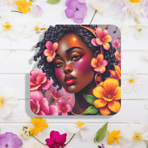 Adesivo Quadrado Notas Musicais bonito das Flores Rosa