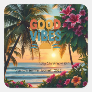 Adesivo Quadrado Notebook tropical Summer Vibes