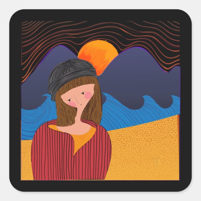 Adesivo Quadrado Notícias femininas (Frente)