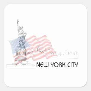 Adesivo Quadrado Nova Iorque - Estátua da Liberdade dos EUA