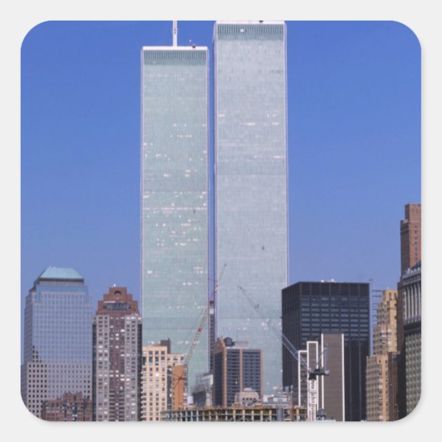 Adesivo Quadrado Nova Iorque, EUA. Torres gêmeas do famoso mundo (Frente)
