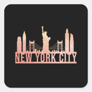 Adesivo Quadrado Nova Iorque USA Cityscape Skyline Funny Gift