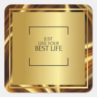 Adesivo Quadrado "Nova Reflexão: Você É Grande" Preto e Dourado