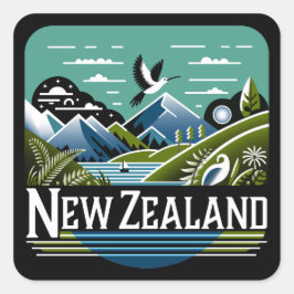 Adesivo Quadrado Nova Zelândia Pacífico Sul