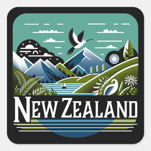 Adesivo Quadrado Nova Zelândia Pacífico Sul (Frente)