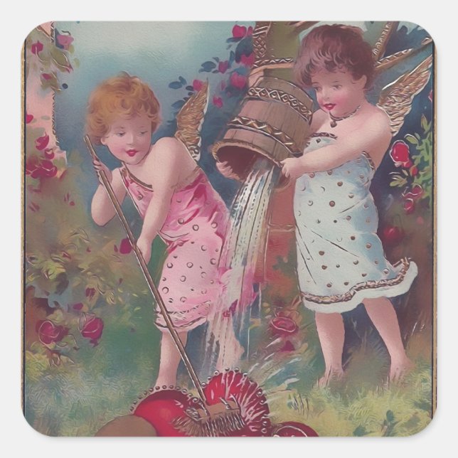 Adesivo Quadrado Novo Amor e Corações (Frente)