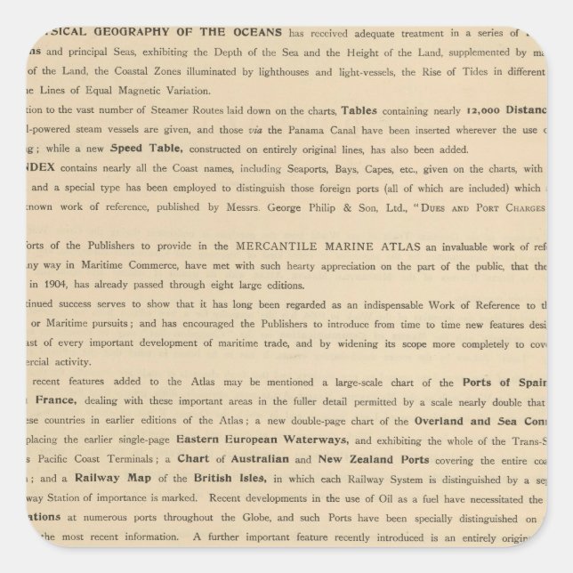 Adesivo Quadrado Novo atlas marinho mercantil (Frente)