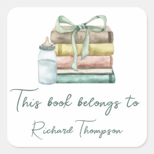 Adesivo Quadrado novo chá de fraldas de capítulo - este livro perte