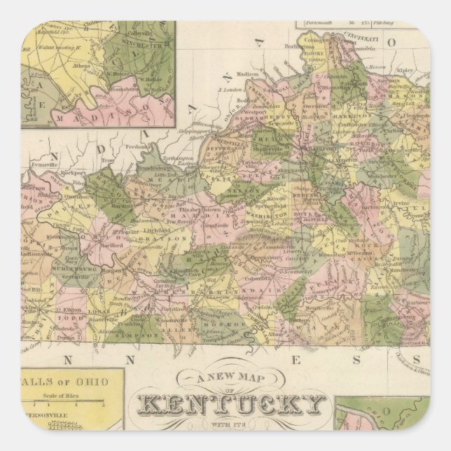 Adesivo Quadrado Novo Mapa Do Kentucky 2 (Frente)