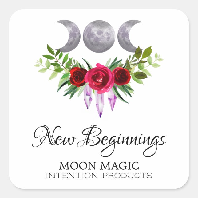 Adesivo Quadrado Novos Começos Intenção Rótulos de Praça de Velas (Frente)