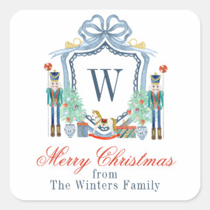 Adesivo Quadrado Noz-Cacker Monograma Monograma Crest Natal