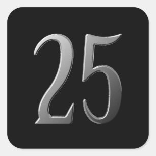Adesivo Quadrado Número 25 Vinte e Cinco Em Relevo