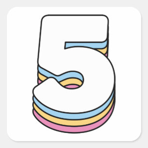 Adesivo Quadrado Número 5 Números de aniversário de cinco cotove