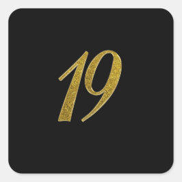 Adesivo Quadrado Número de Lâmpada Dourada 19
