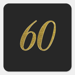 Adesivo Quadrado Número Dourado de Brilhante 60