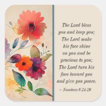 Números 6 24-26 Lord Bless You Floral Watercolor