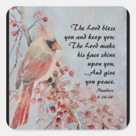 Adesivo Quadrado Números 6 24-26 Lord Bless You Red Bird & Berries
