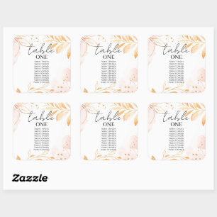 Adesivo Quadrado Números de Tabela de Glitter de Aquarela do ouro C