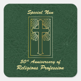 Adesivo Quadrado Nun 50º Aniversário da Profissão Religiosa Verde