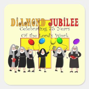 Adesivo Quadrado Nuns Diamond Jubilee 75 anos de serviço