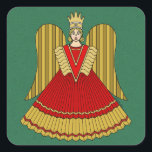 Adesivo Quadrado Nuremberg Christmas Angel<br><div class="desc">Esta ilustração de Natal de Richard H. Fat retrata o Raushgoldengel,  o anjo de Natal ouro de Nuremberg,  Alemanha,  cuja grande versão pende sobre a entrada do famoso Christkindlesmarkt da cidade.</div>