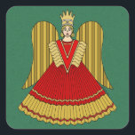 Adesivo Quadrado Nuremberg Christmas Angel<br><div class="desc">Esta ilustração de Natal de Richard H. Fat retrata o Raushgoldengel,  o anjo de Natal ouro de Nuremberg,  Alemanha,  cuja grande versão pende sobre a entrada do famoso Christkindlesmarkt da cidade.</div>