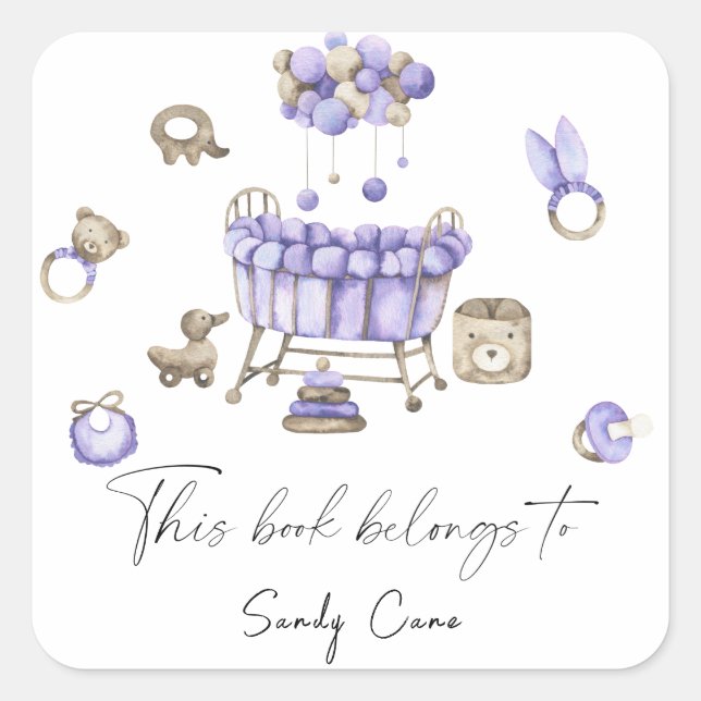 Adesivo Quadrado Nursery Mobile - Este livro pertence a (Frente)