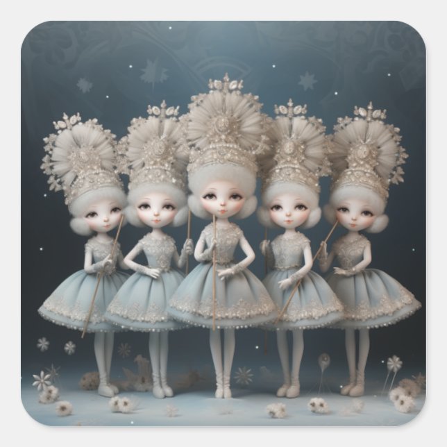 Adesivo Quadrado Nutcracker Ballet Fashion-Snowflake Dancers (Frente)