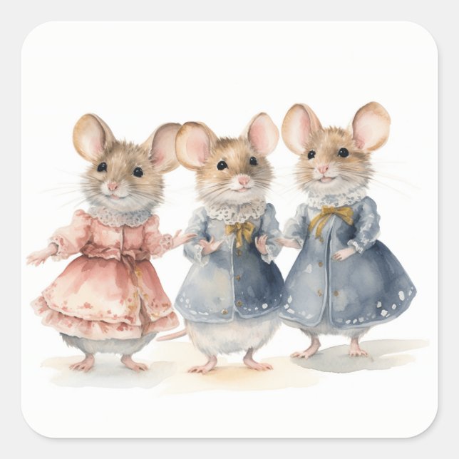 Adesivo Quadrado Nutcracker Ballet Mice  (Frente)