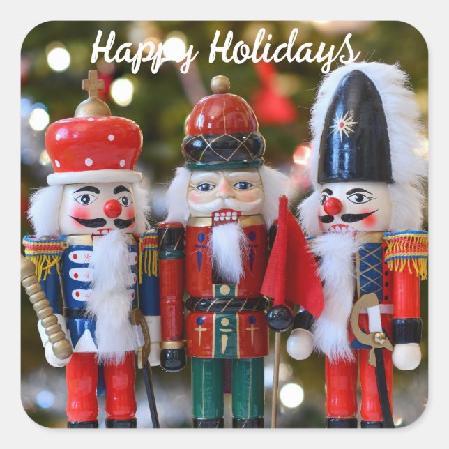 Adesivo Quadrado Nutcracker Soldiers Festive Christmas Red Green (Frente)