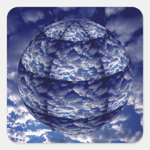 Adesivo Quadrado Nuvem abstrata esfera 3D