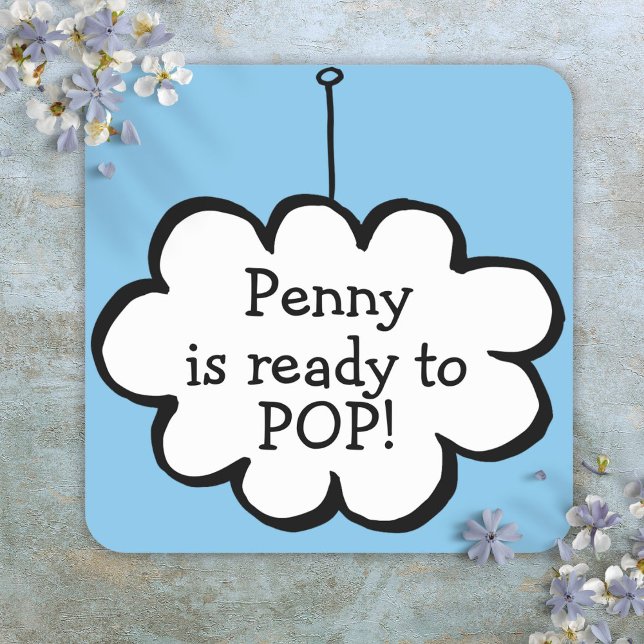Adesivo Quadrado Nuvem em uma Cadeia Pronta para POP (Cloud on a String Ready to POP Square Sticker)