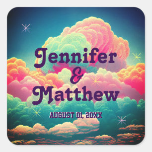 Adesivo Quadrado Nuvens Divertidas de Algodão Doce Pastel