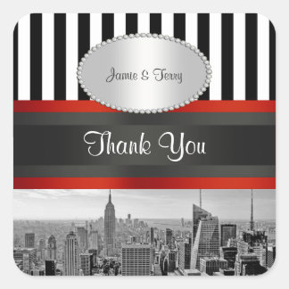 Adesivo Quadrado NYC Skyline BW ESB Listras Pretas e Brancas Favor