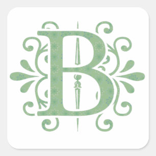 Adesivo Quadrado O alfabeto rotula - a letra B - o branco