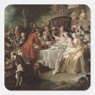 Adesivo Quadrado O almoço da caça, detalhe dos comensais, 1737