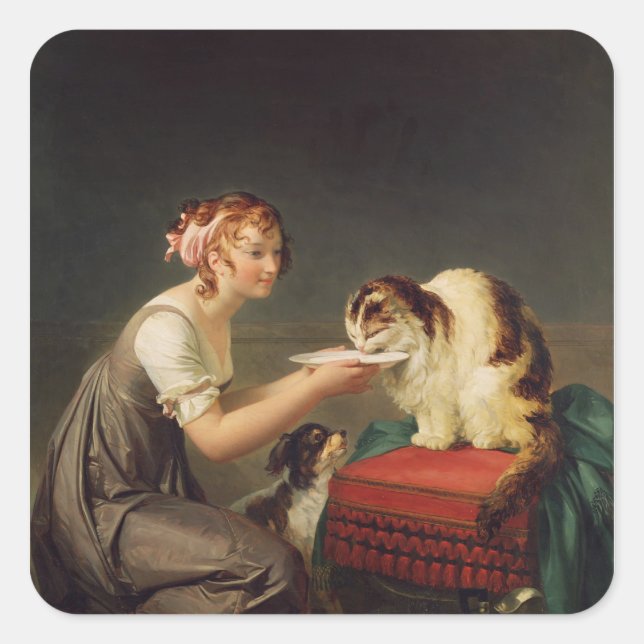 Adesivo Quadrado O almoço do Gato (Frente)