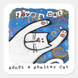Adesivo Quadrado O amor, adota gatos do abrigo