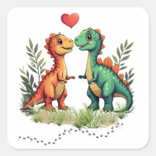 Adesivo Quadrado O amor atingiu os dinossauros