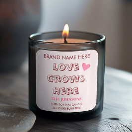 Adesivo Quadrado O Amor Cresce Aqui | Rótulos de Velas para o Dia d